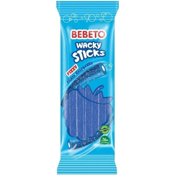 BEBETO WACKY STICKS FIZZY BLUE 160g x 24