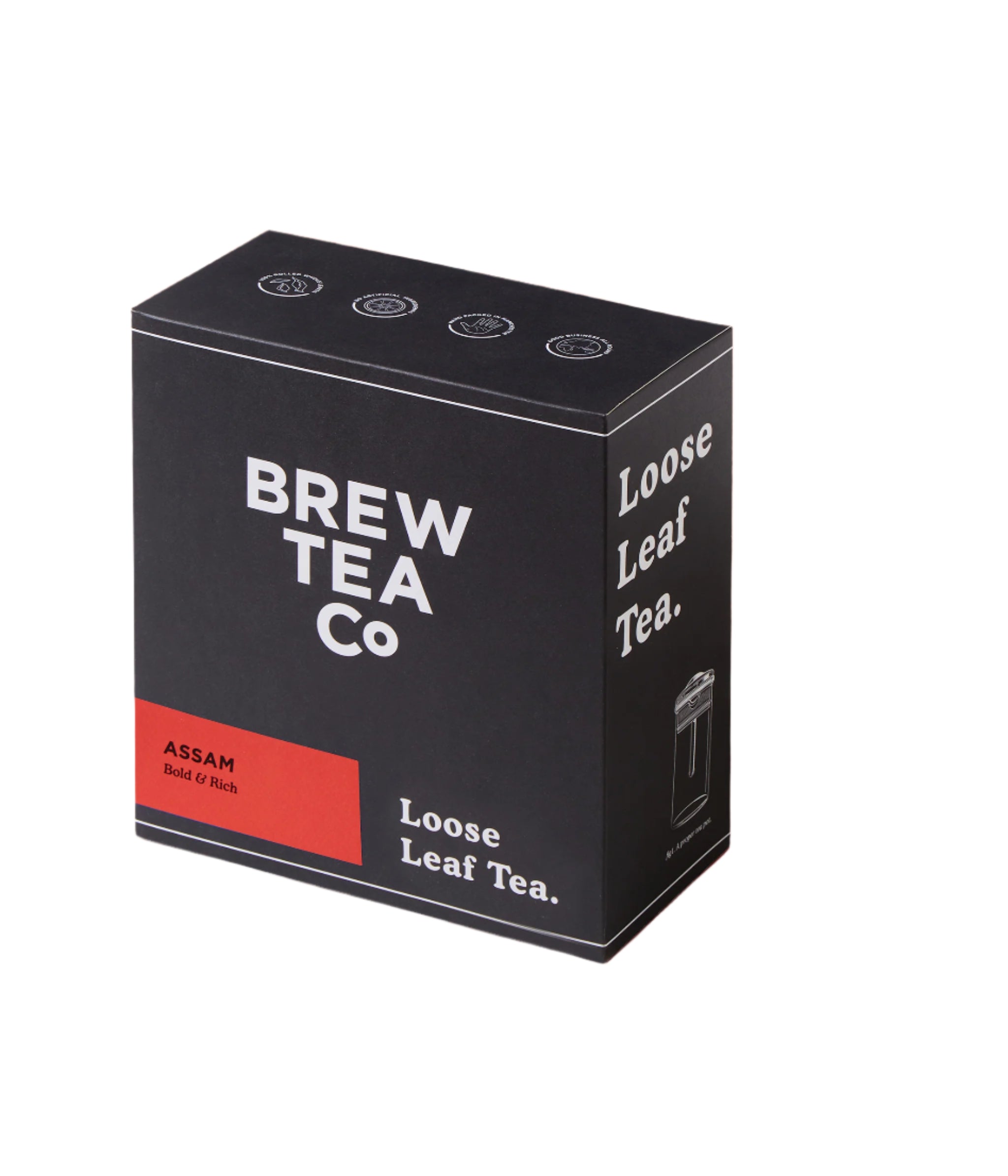 A box of BREW TEA LOOSE 500G ASSAM TEA with the brand name and product type clearly displayed on the front.