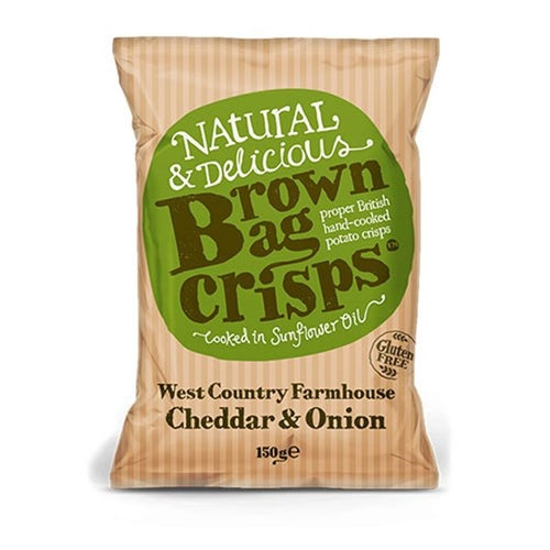 BROWN BAG CRISPS CHEDDAR & ONION 150G X 10