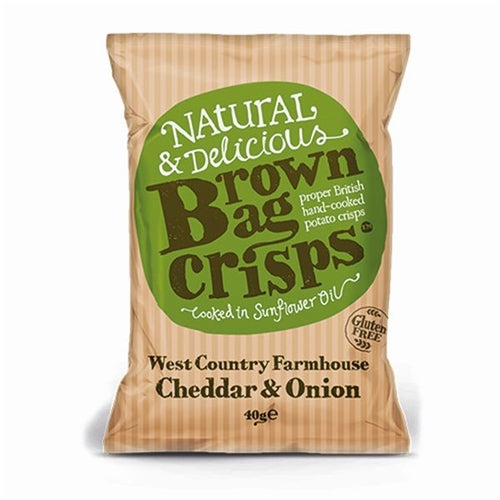 BROWN BAG CRISPS CHEDDAR & ONION 40G X 20