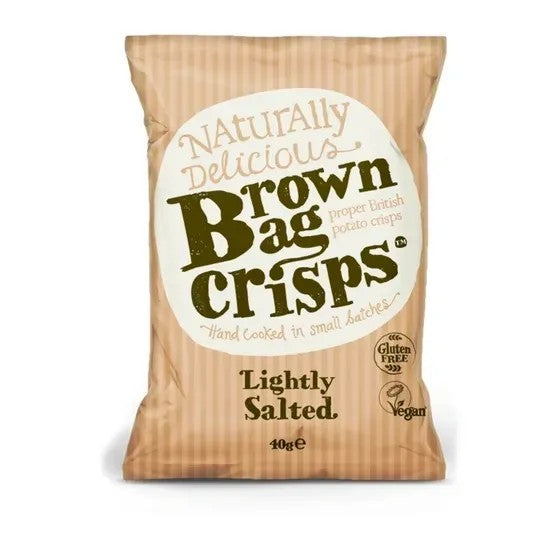 BROWN BAG CRISPS LIGHTLY SALTED 40G X 20