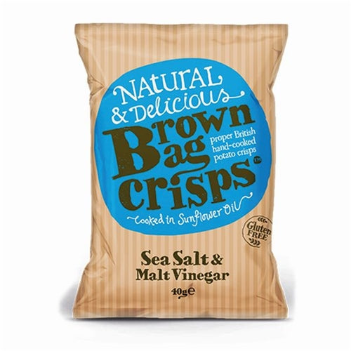 BROWN BAG CRISPS SEA SALT & MALT VINEGAR 40G X 20