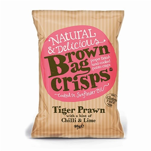 BROWN BAG CRISPS PRAWN CHILLI & LIME 40G X 20