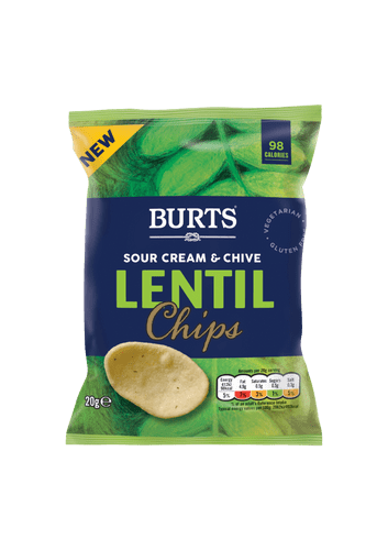 BURTS LENTIL CHIPS SOUR CREAM & CHIVE 20g x 16