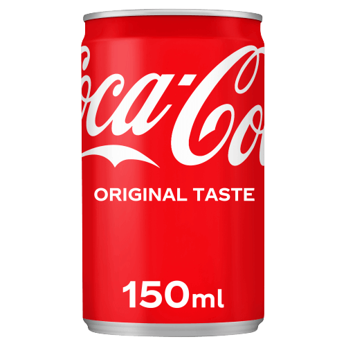 A 150ml can of Coca-Cola Original Taste on a plain white background.