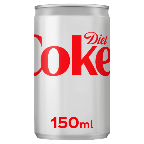 A 150ml aluminum can of Diet Coke on a plain white background, featuring the classic red logo on a silver can.