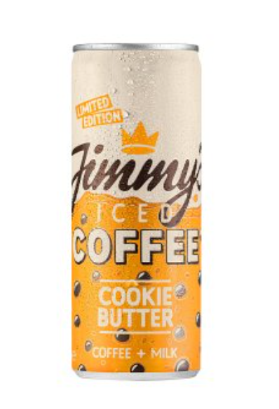 Jimmys Iced Coffee Cookie Butter flavour drink can