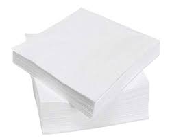 Stack of white 3ply paper napkins