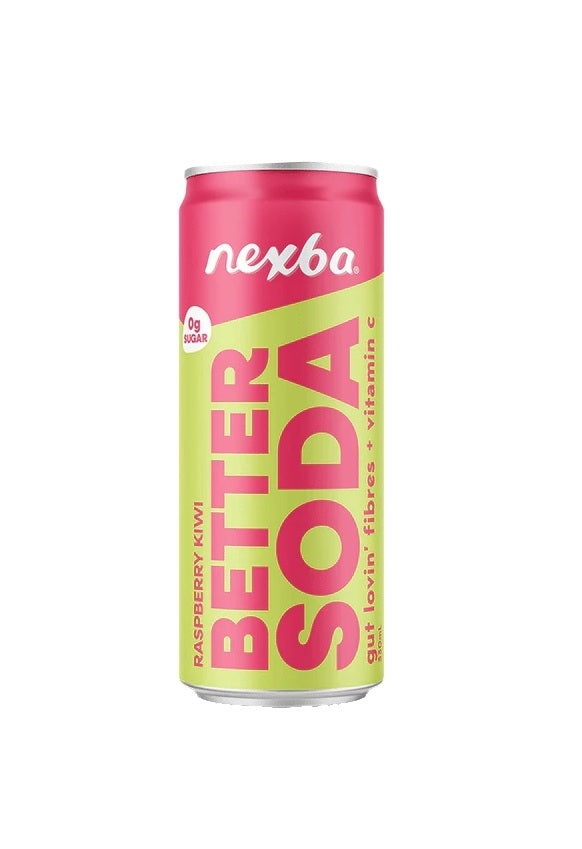 NEXBA RASPBERRY KIWI BETTER SODA CANS 330ML X 12