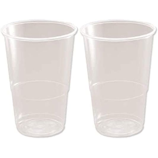Two clear plastic disposable cups