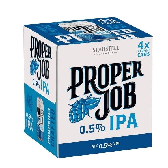 A box of Proper Job 0.5% IPA