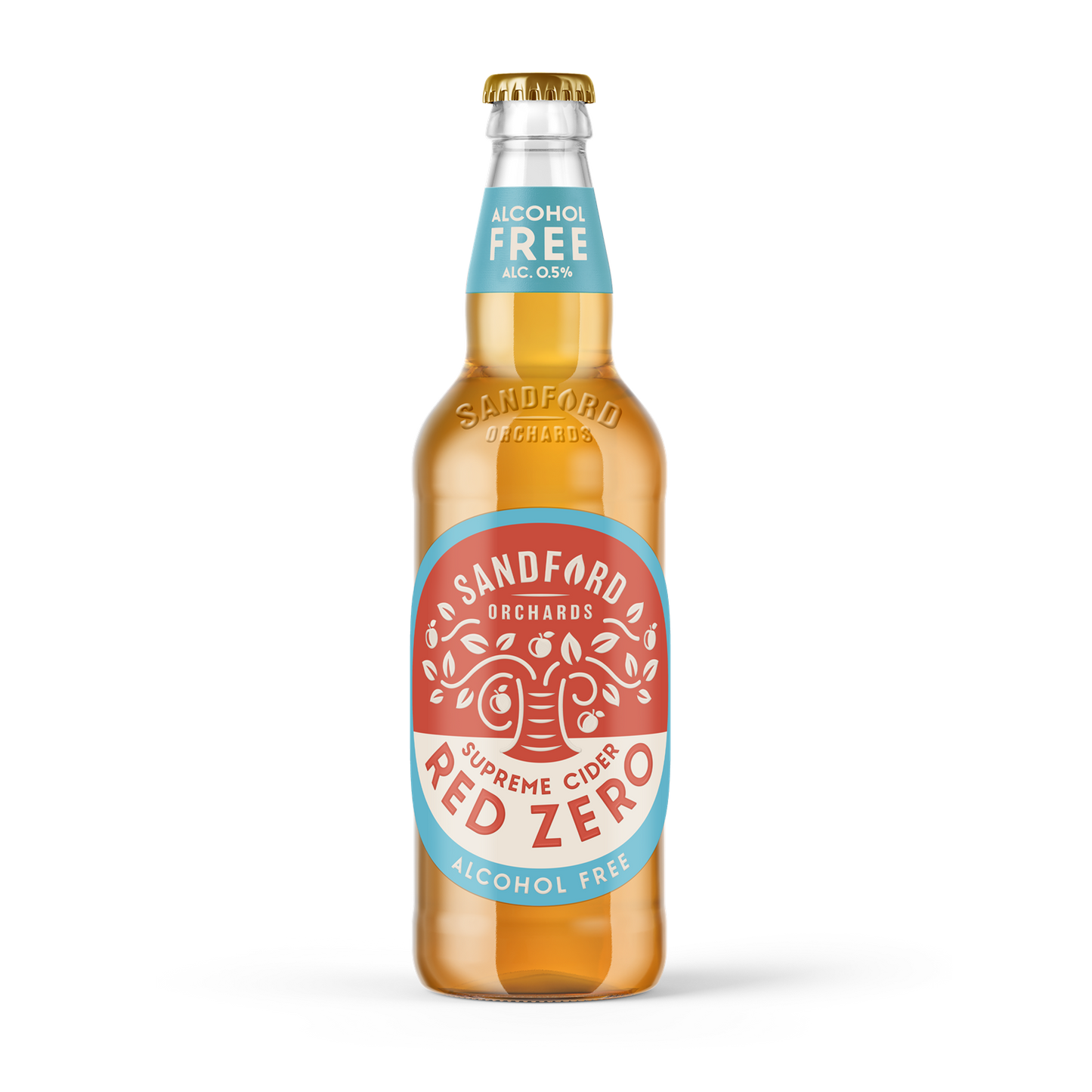 A bottle of Sandford Alcohol Free Supreme Citrus Red Zero non-alcoholic citrus drink, shown on a clean white background.