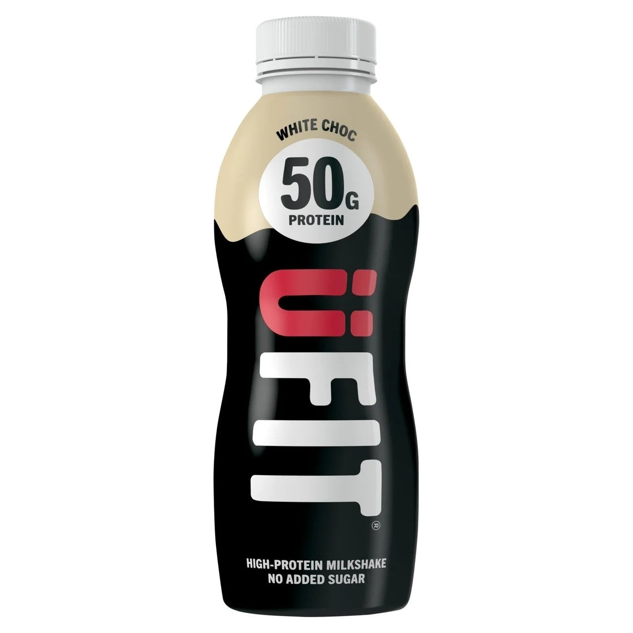 Protein shake bottle with visible UFIT brand name on a white background