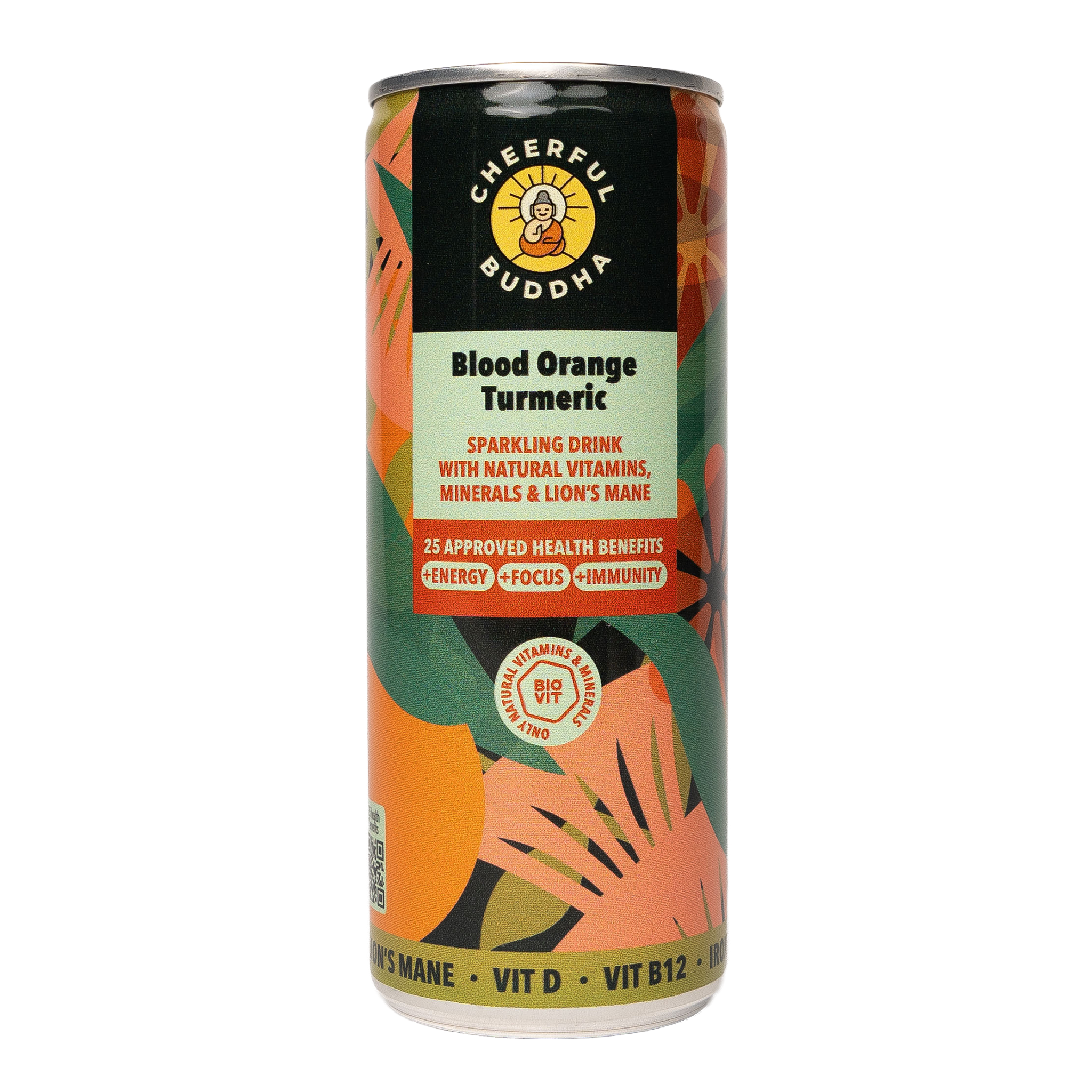 CHEERFUL BUDDHA BLOOD ORANGE & TURMERIC CANS  X 12