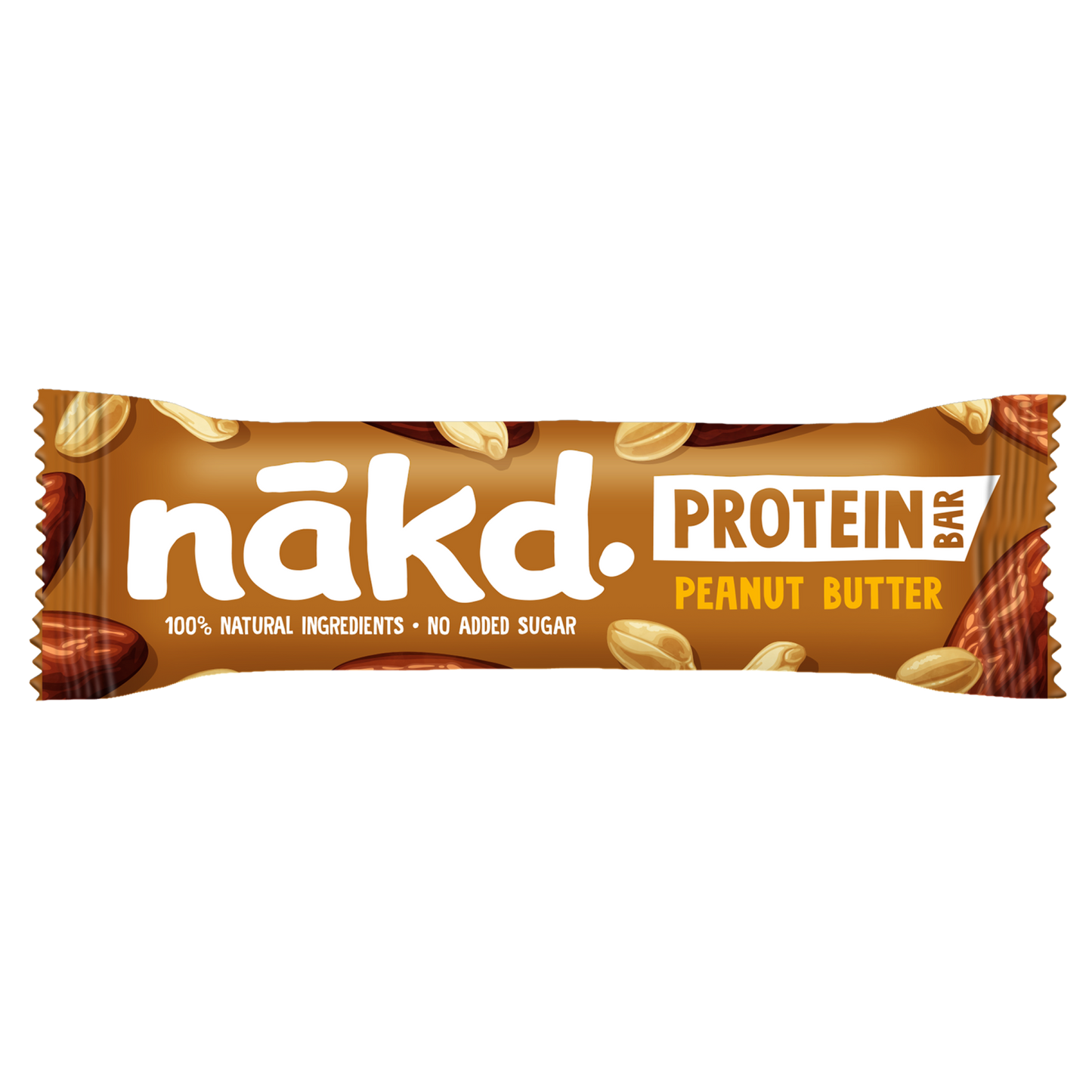 Nakd Peanut Butter Protein Bar packaging on a white background