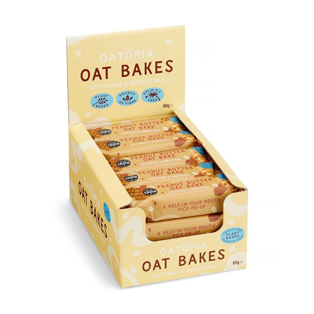 Box of Oatopia oat bars with a white background