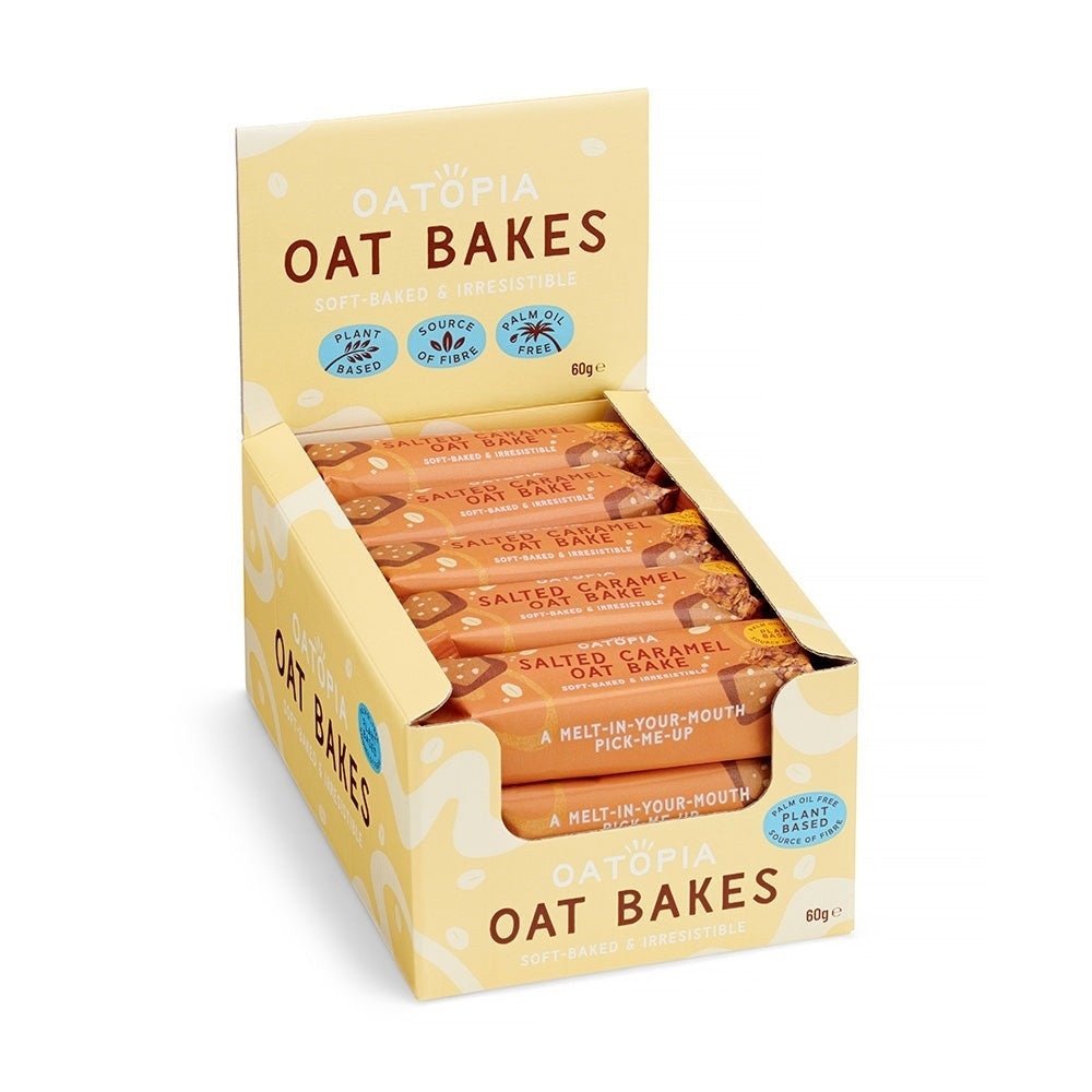 Box of Oatopia oat bars with a white background