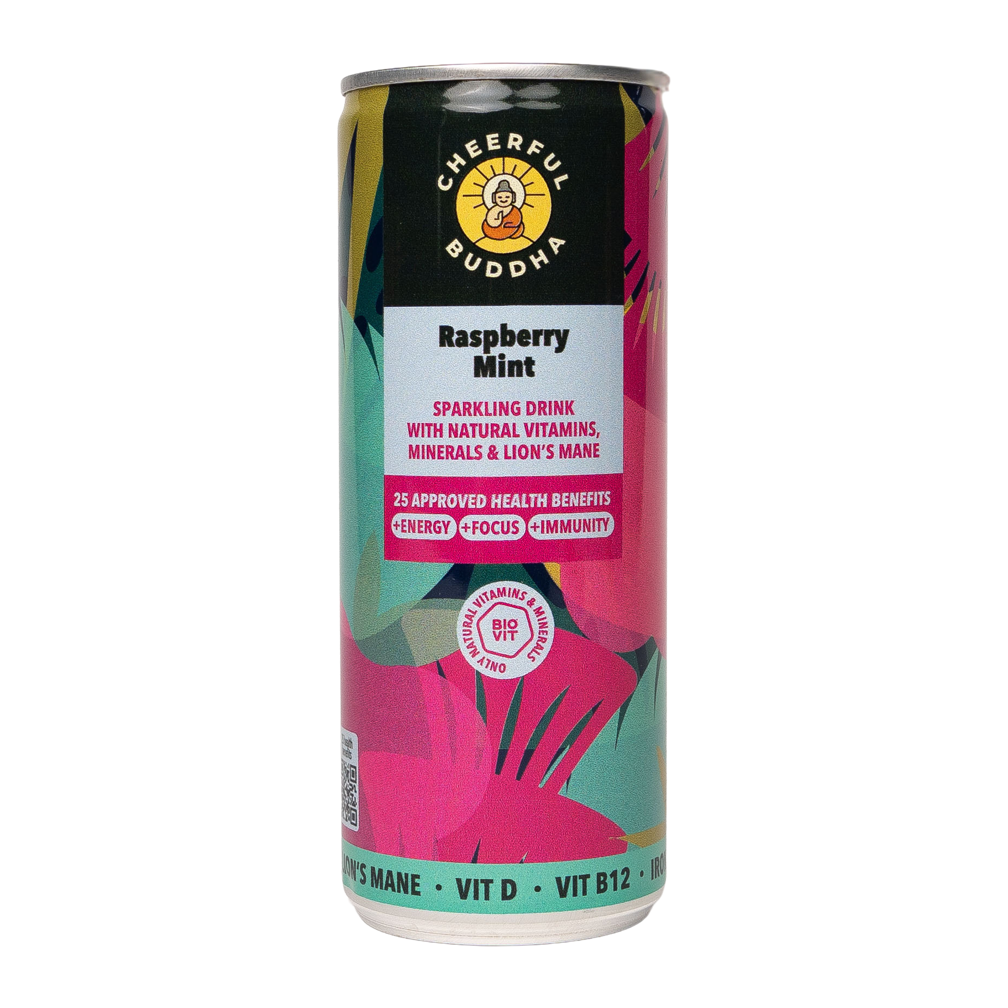 CHEERFUL BUDDHA RASPBERRY & MINT CANS X 12