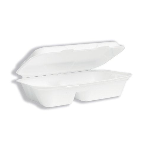 VEGWARE 9" X 6" 2 COMPARTMENT CLAMSHELL X 200