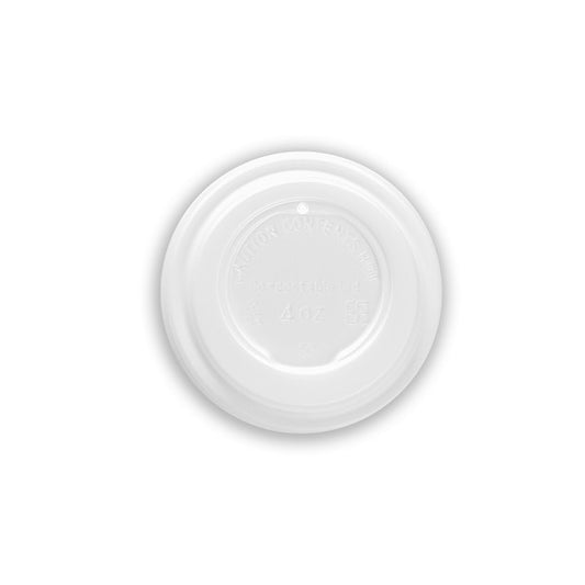 A single white disposable espresso cup lid made of paper or cardboard material.